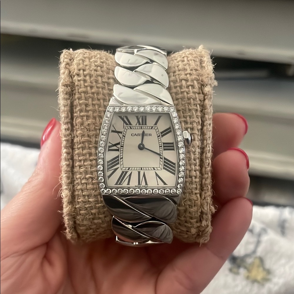 Cartier La Dona Silver Watch with Diamond Bezel